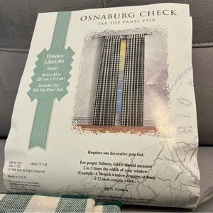 HUNTER Green Osnaburg Check Tab Top Curtains Green and White Vintage New in Pkg